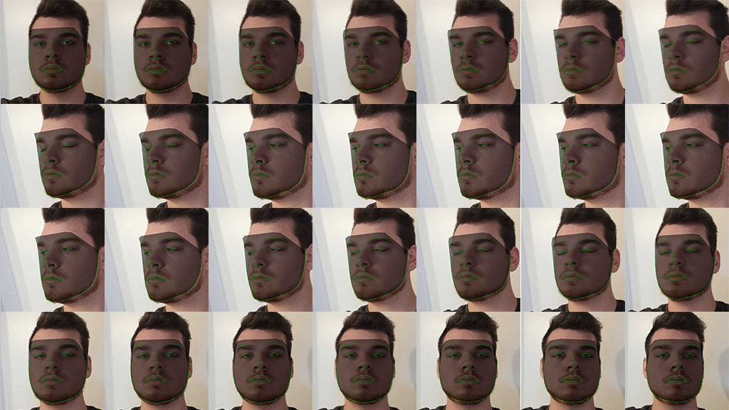 Durch Deepfake Software generiertes Face Set mit markierten Landmarks