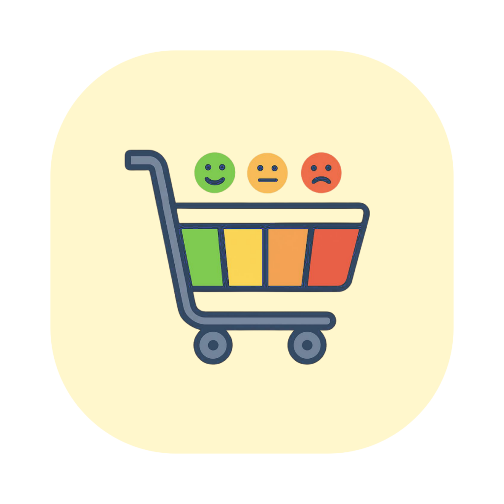 Ein Einkaufswagen mit Smiley-Barometer