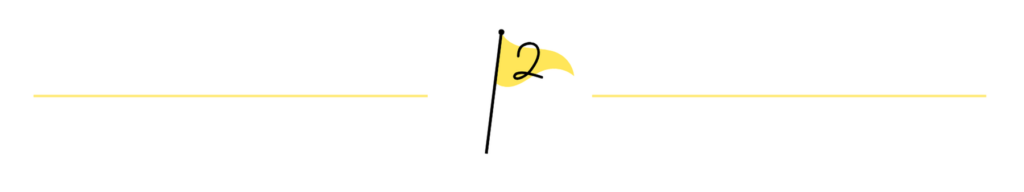 Trennelement mit gelber Flagge, auf der eine zwei steht.