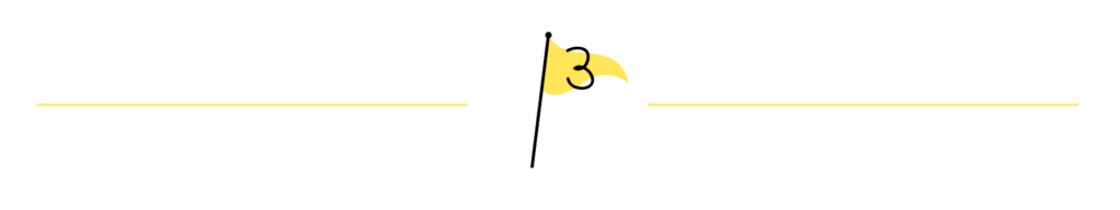 Trennelement mit gelber Flagge, auf der eine drei steht.